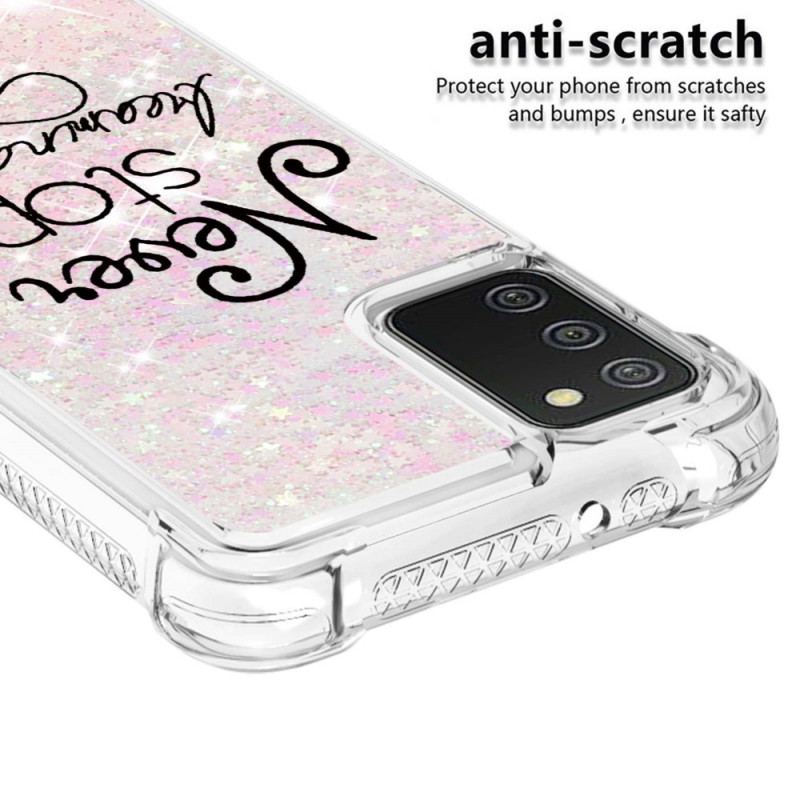 Cover Samsung Galaxy A03s Stop Aldrig Med At Drømme Om Glitter