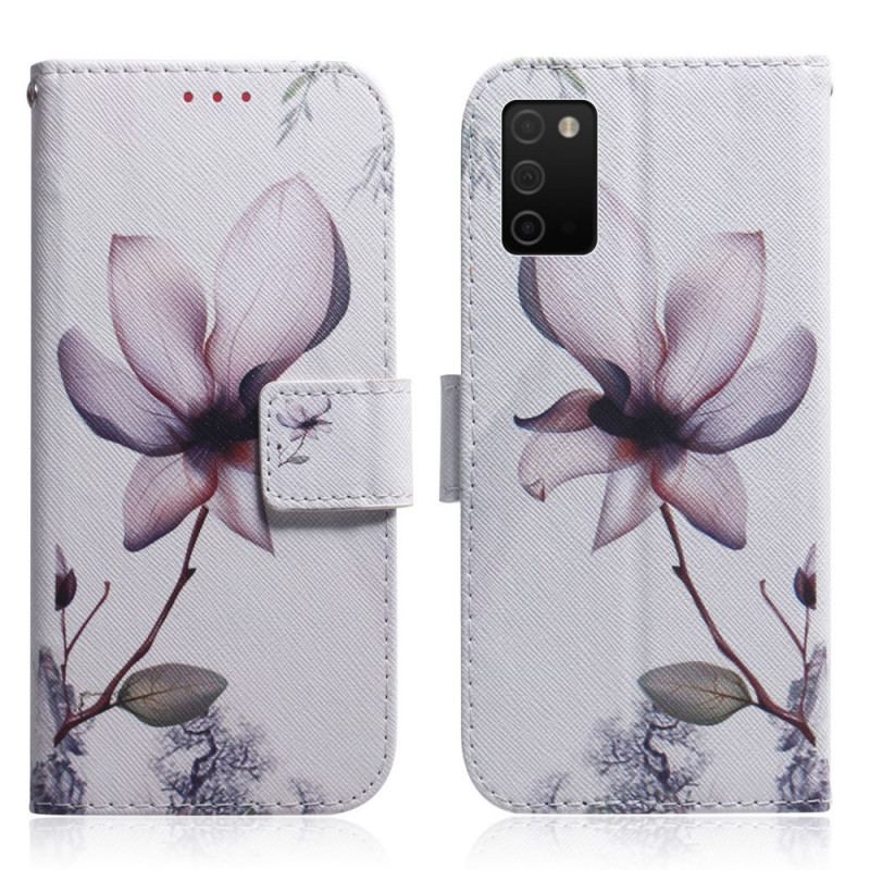 Flip Cover Samsung Galaxy A03s Blomst Støvet Pink