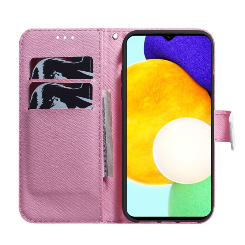 Flip Cover Samsung Galaxy A03s Blomst Støvet Pink