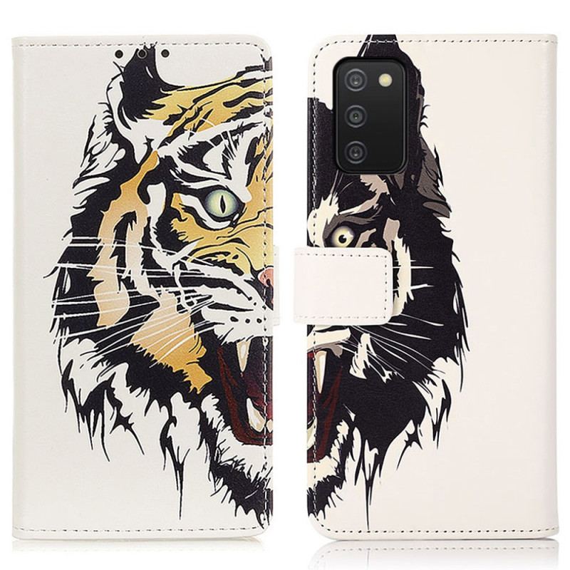 Flip Cover Samsung Galaxy A03s Hård Tiger