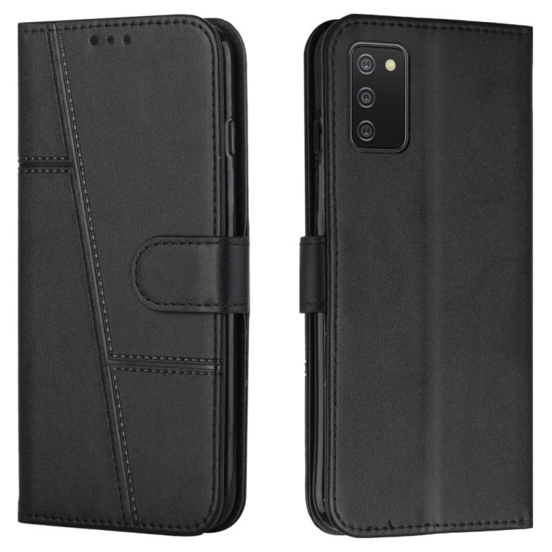 Flip Cover Samsung Galaxy A03s Med Snor Strappy Geo Lædereffekt