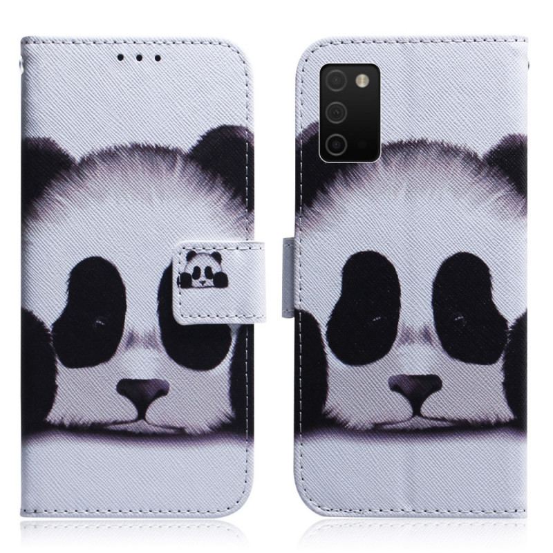 Flip Cover Samsung Galaxy A03s Panda Ansigt