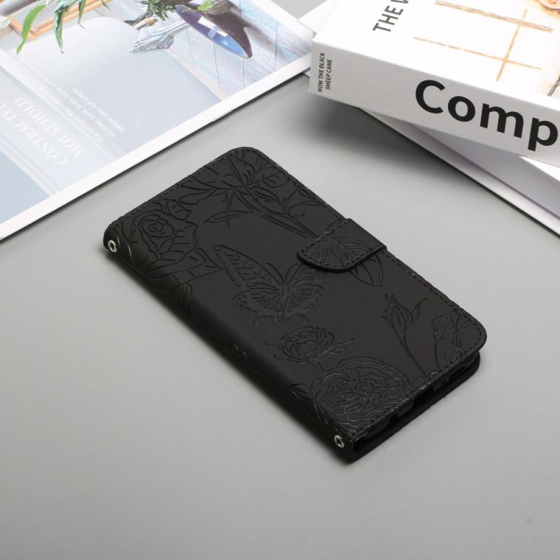 Flip Cover OnePlus 10T 5G Sommerfugle Og Skulderrem