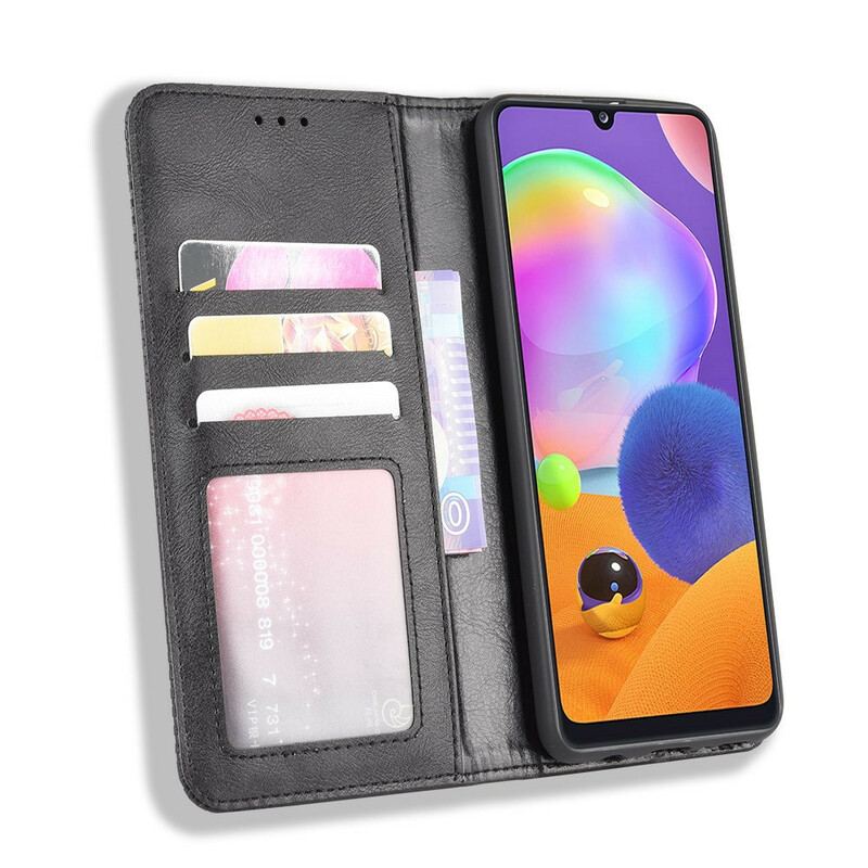 Cover Samsung Galaxy A31 Flip Cover Stiliseret Vintage Lædereffekt