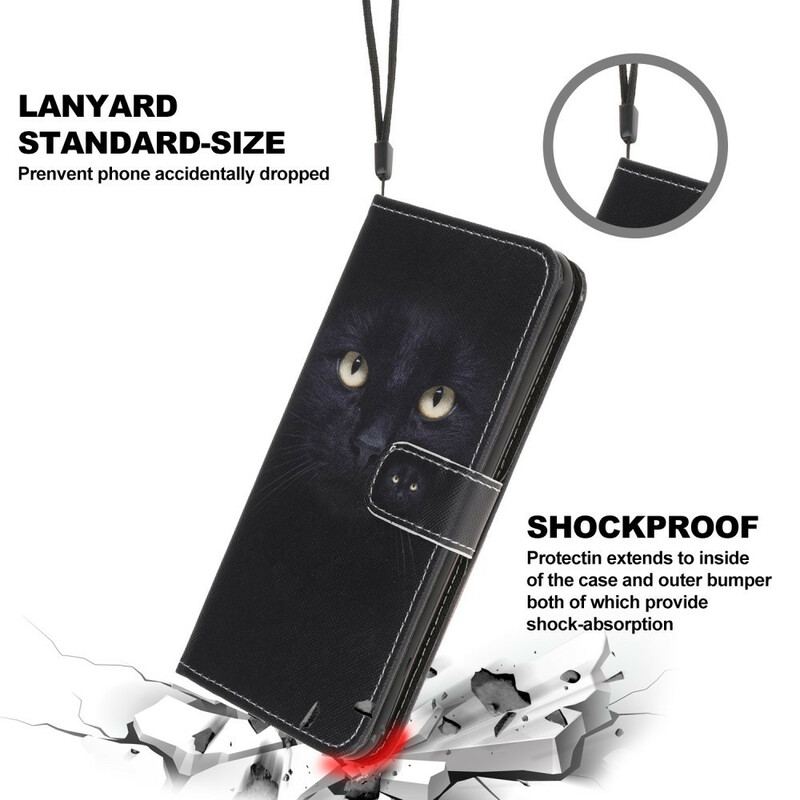 Flip Cover Samsung Galaxy A31 Med Snor Strappy Black Cat Eyes