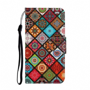 Flip Cover Samsung Galaxy A31 Patchwork Mandalaer Med Snor