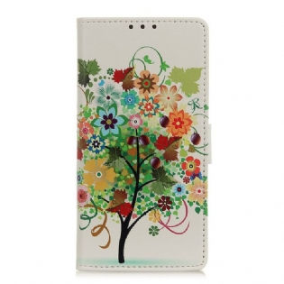 Læder Cover Samsung Galaxy A31 Blomstrende Træ