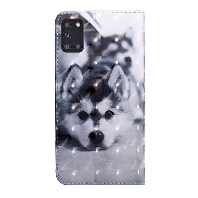 Læder Cover Samsung Galaxy A31 Sort Og Hvid Hund