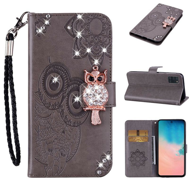 Læder Cover Samsung Galaxy A31 Ugle Mandala Og Charm