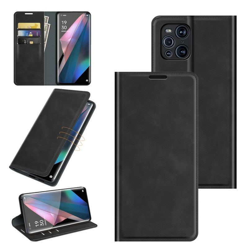 Cover Oppo Find X3 Pro Flip Cover Blødt Lædereffekt