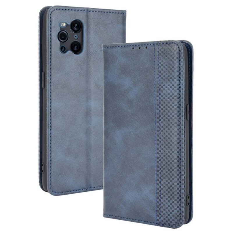 Cover Oppo Find X3 Pro Flip Cover Stiliseret Vintage Lædereffekt