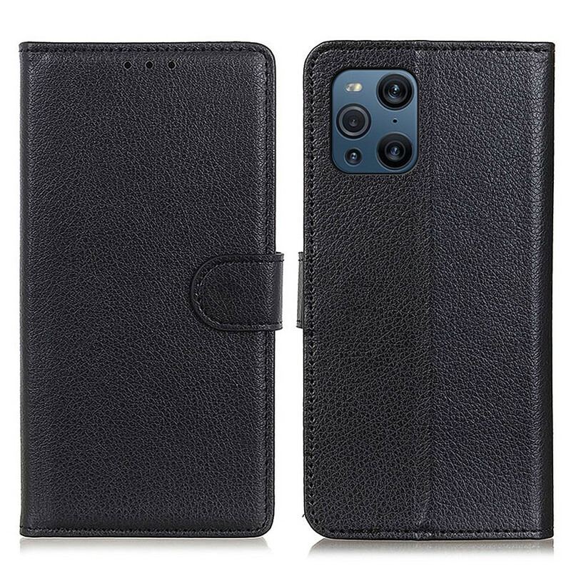 Flip Cover Oppo Find X3 Pro Litchi Imiteret Læder