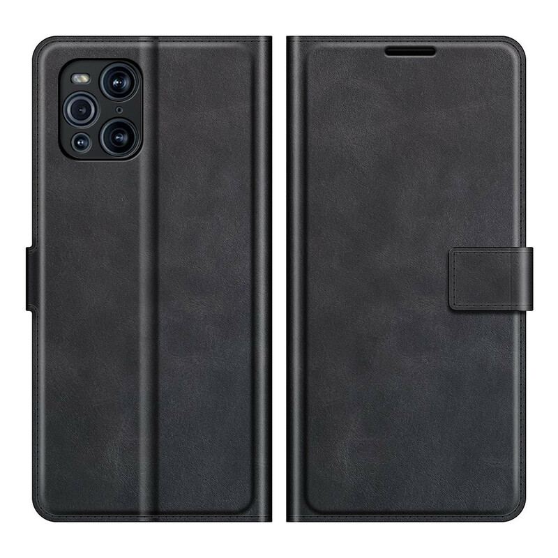 Flip Cover Oppo Find X3 Pro Slank Ekstrem Lædereffekt