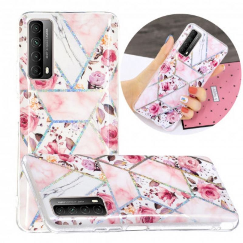 Cover Huawei P Smart 2021 Marmorerede Blomster