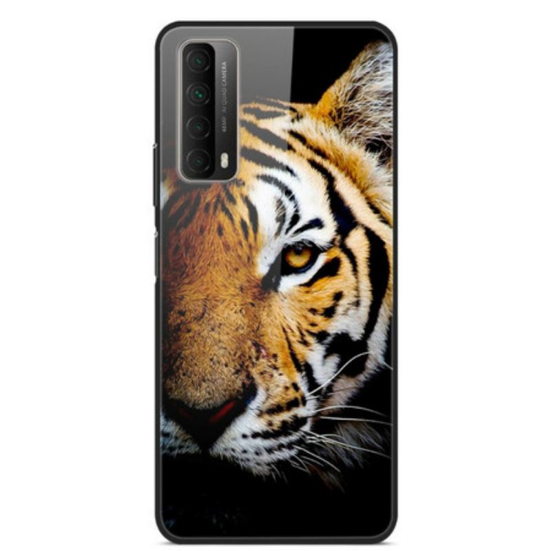 Cover Huawei P Smart 2021 Realistisk Tiger Hærdet Glas