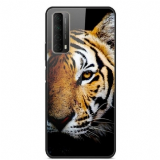 Cover Huawei P Smart 2021 Realistisk Tiger Hærdet Glas