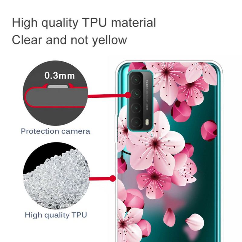 Cover Huawei P Smart 2021 Store Lyserøde Blomster