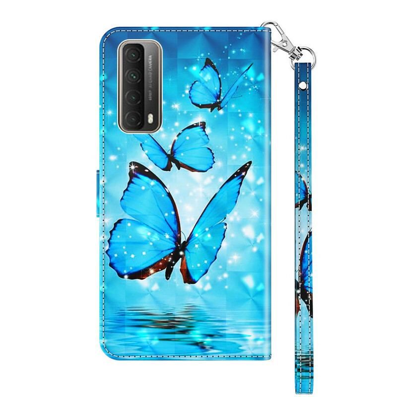 Flip Cover Huawei P Smart 2021 Flyvende Blå Sommerfugle