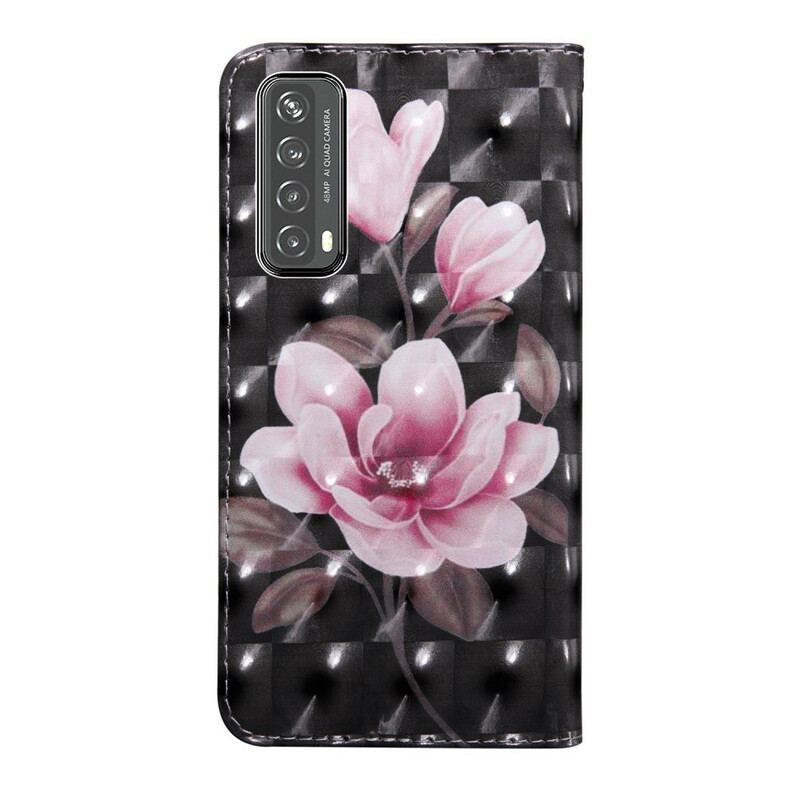 Flip Cover Huawei P Smart 2021 Lys Plet Blomster Blomstrer