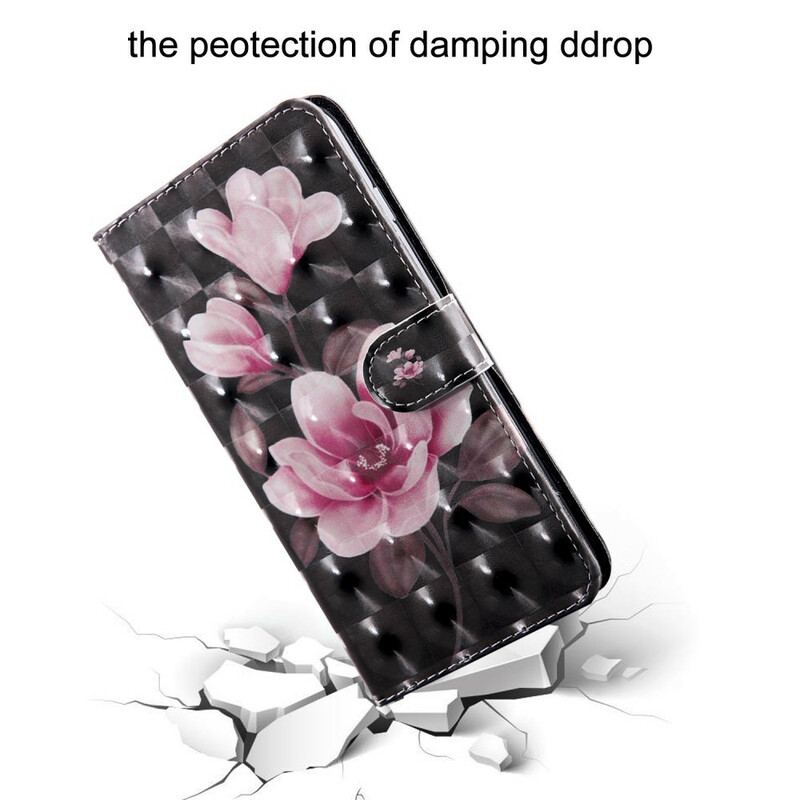 Flip Cover Huawei P Smart 2021 Lys Plet Blomster Blomstrer