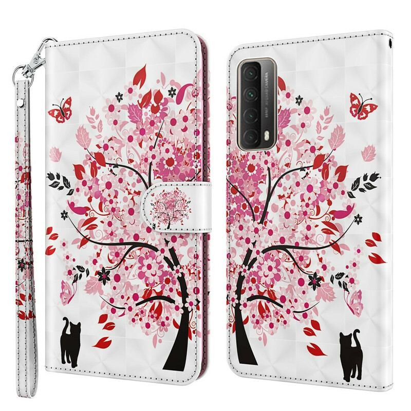 Flip Cover Huawei P Smart 2021 Lyserødt Træ