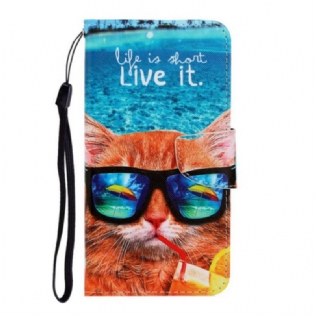 Flip Cover Huawei P Smart 2021 Med Snor Cat Live It Strappy