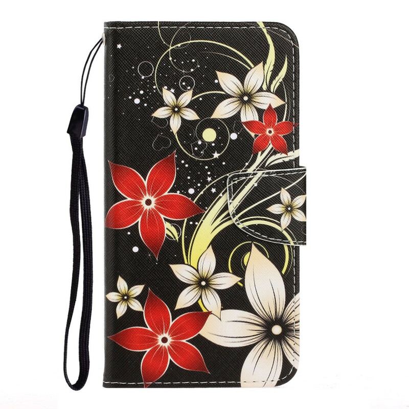 Flip Cover Huawei P Smart 2021 Med Snor Farverige Strappy Blomster