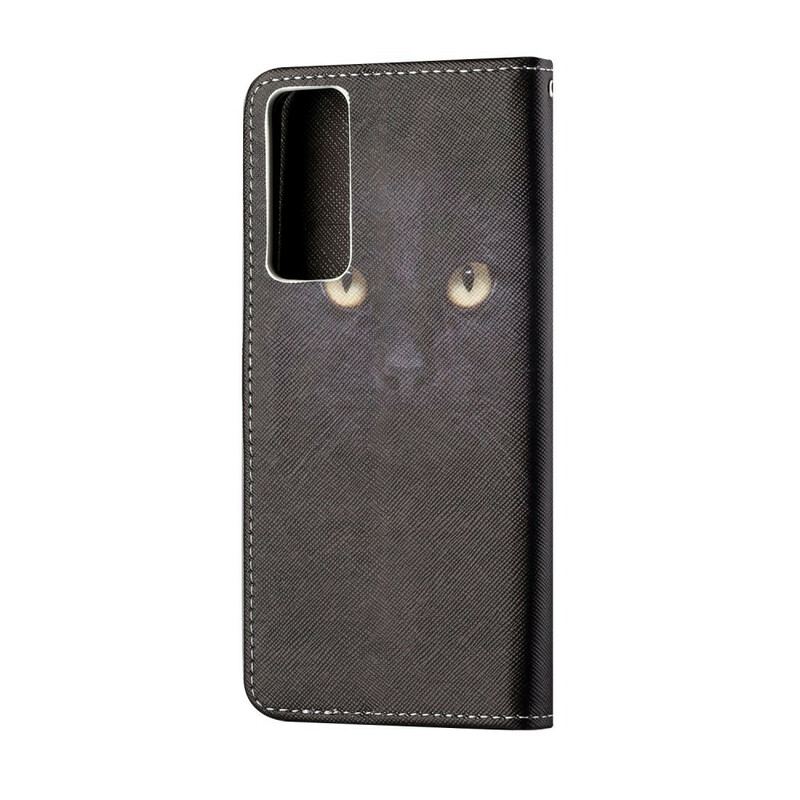 Flip Cover Huawei P Smart 2021 Med Snor Strappy Black Cat Eyes