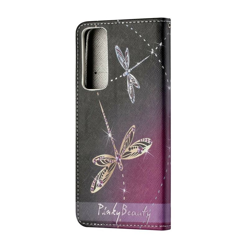 Flip Cover Huawei P Smart 2021 Med Snor Strappy Guldsmede