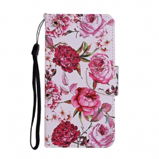 Flip Cover Huawei P Smart 2021 Mesterlige Blomster Med Rem