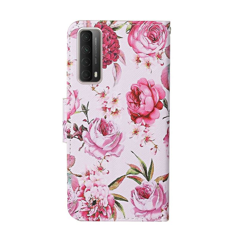 Flip Cover Huawei P Smart 2021 Mesterlige Blomster Med Rem