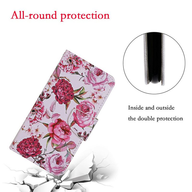 Flip Cover Huawei P Smart 2021 Mesterlige Blomster Med Rem