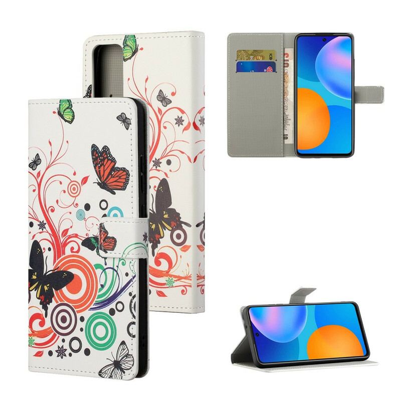 Flip Cover Huawei P Smart 2021 Sommerfugle Og Blomster