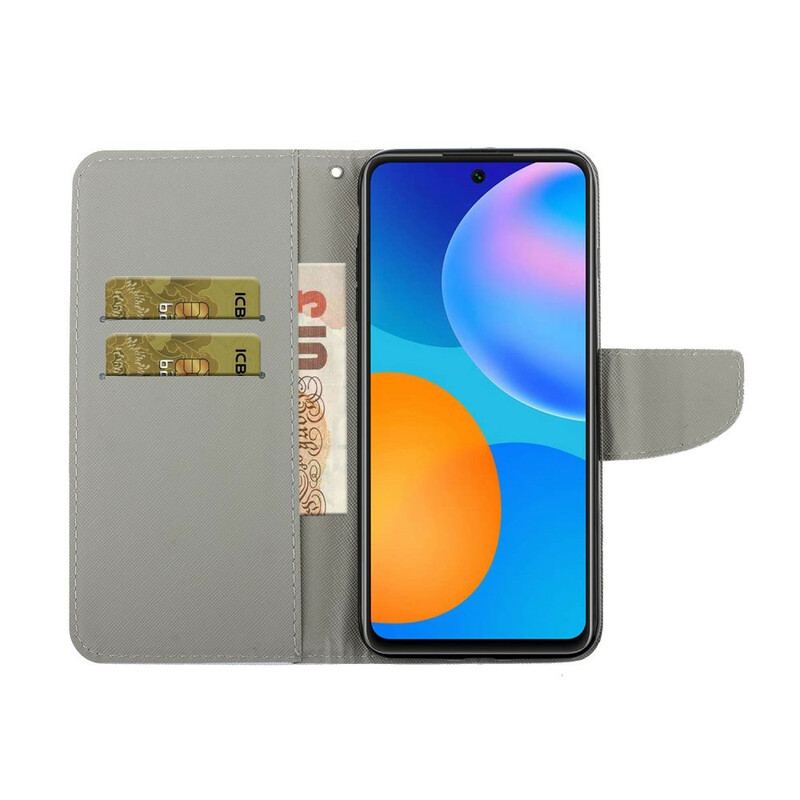 Flip Cover Huawei P Smart 2021 Sommerfugle Og Snor