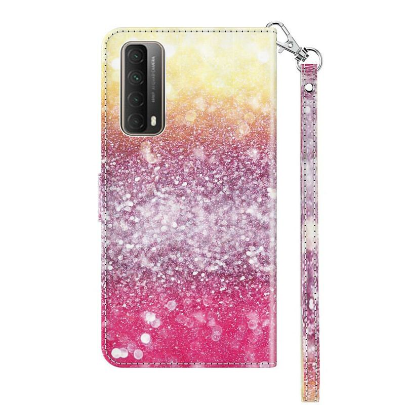 Læder Cover Huawei P Smart 2021 Magenta Glitter Gradient