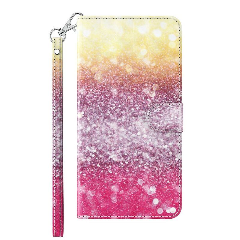 Læder Cover Huawei P Smart 2021 Magenta Glitter Gradient