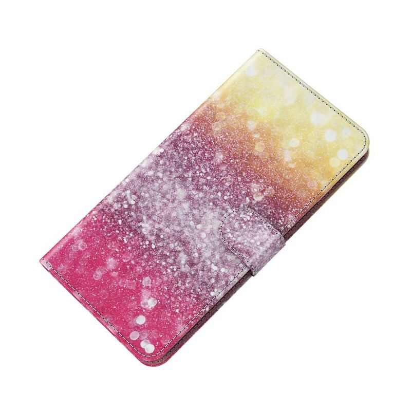 Læder Cover Huawei P Smart 2021 Magenta Glitter Gradient