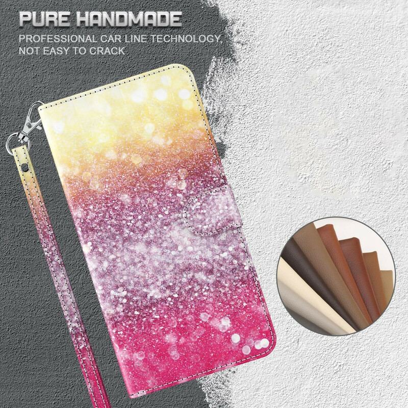 Læder Cover Huawei P Smart 2021 Magenta Glitter Gradient