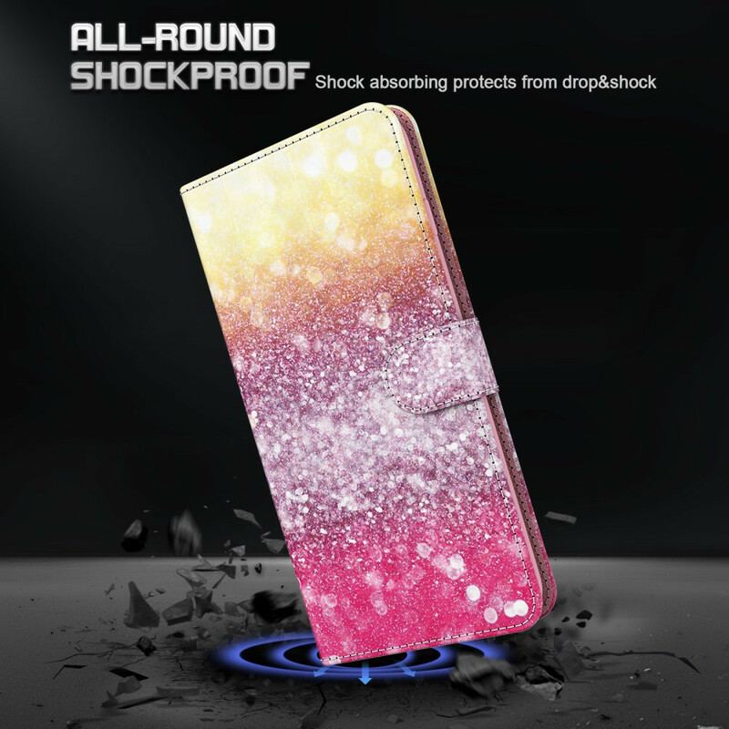 Læder Cover Huawei P Smart 2021 Magenta Glitter Gradient