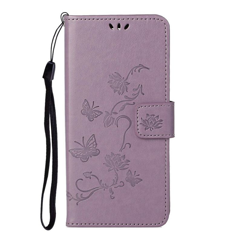 Læder Cover Huawei P Smart 2021 Med Snor Rem Blomster