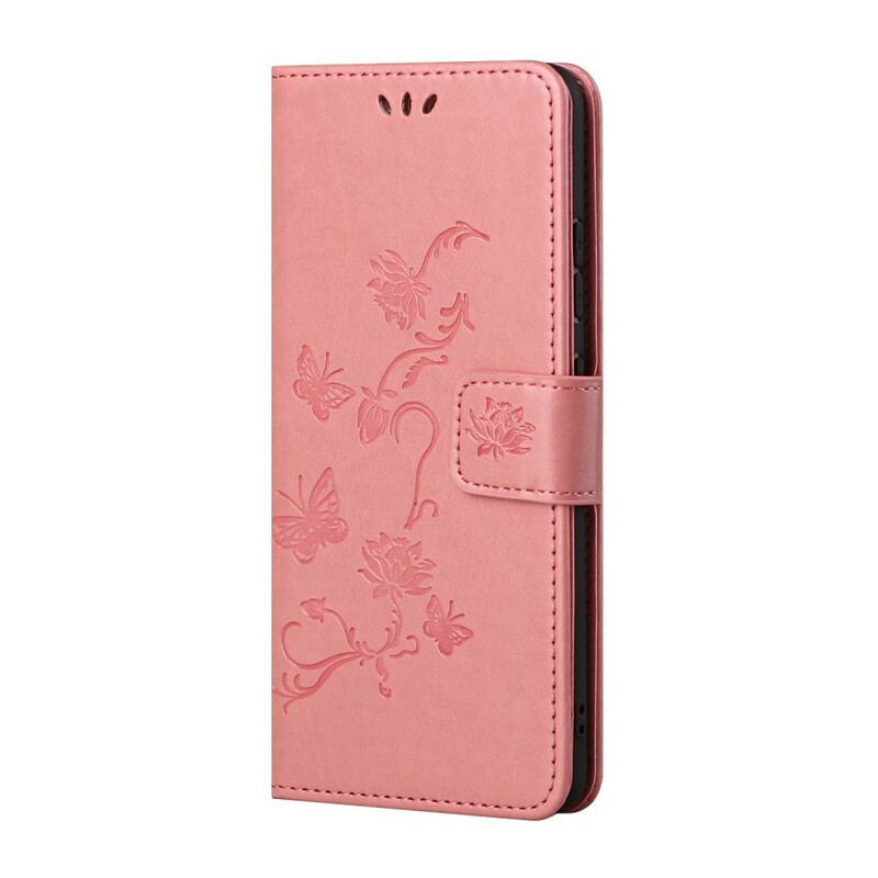 Læder Cover Huawei P Smart 2021 Med Snor Rem Blomster