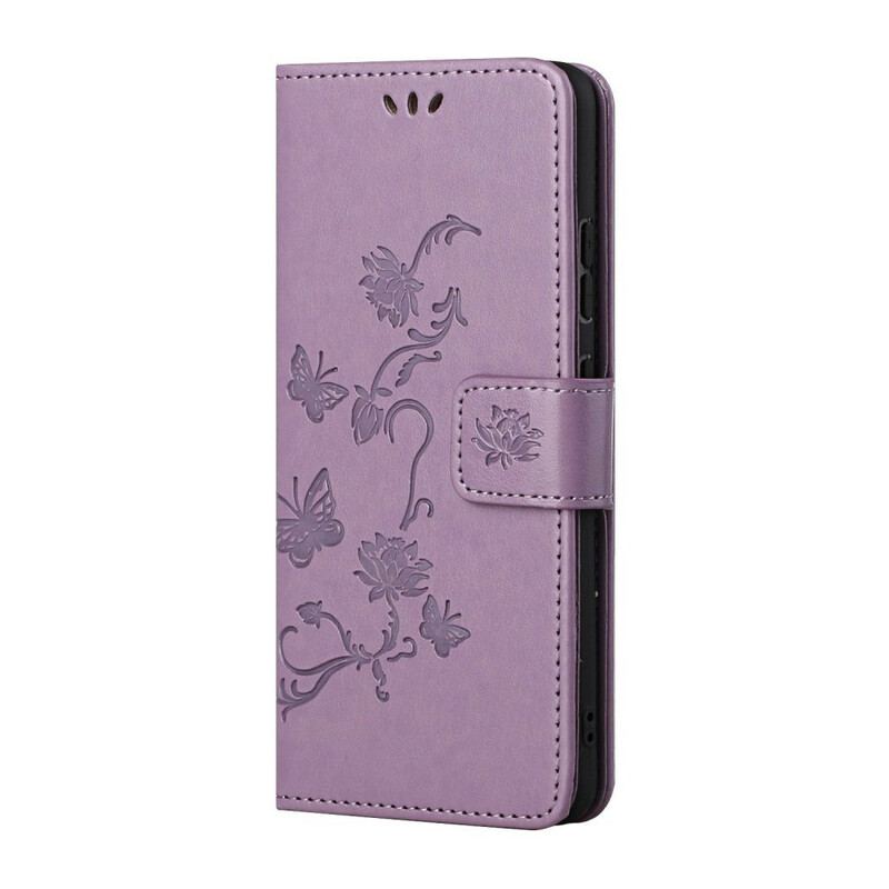 Læder Cover Huawei P Smart 2021 Med Snor Rem Blomster