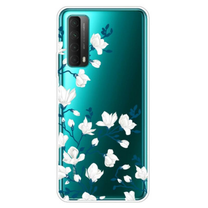 Mobilcover Huawei P Smart 2021 Hvide Blomster