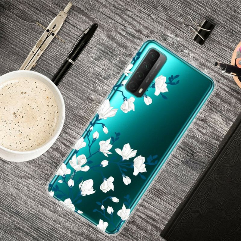 Mobilcover Huawei P Smart 2021 Hvide Blomster