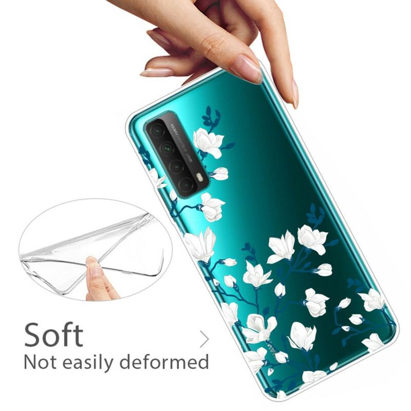 Mobilcover Huawei P Smart 2021 Hvide Blomster