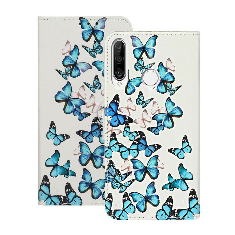 Cover Huawei Y6p Flip Cover Myriade Af Sommerfugle