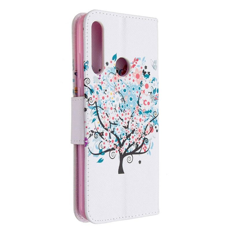 Flip Cover Huawei Y6p Blomstret Træ