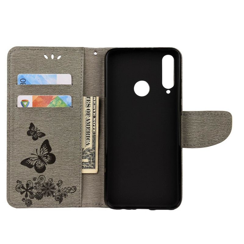 Flip Cover Huawei Y6p Kun Sommerfugle Med Snor