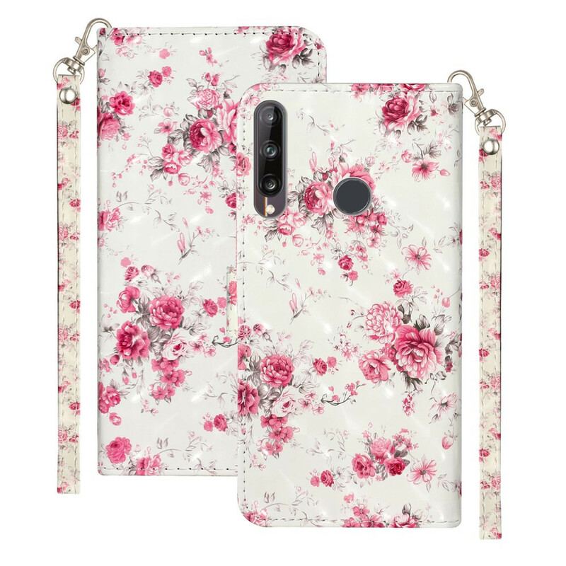 Flip Cover Huawei Y6p Med Snor Strap Light Spot Flowers