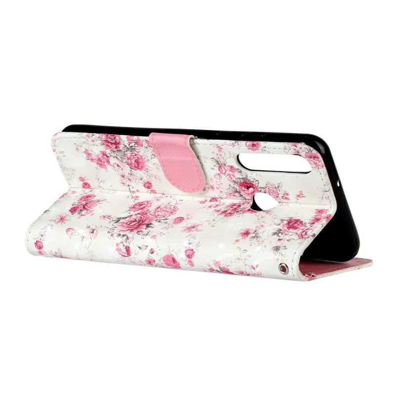 Flip Cover Huawei Y6p Med Snor Strap Light Spot Flowers